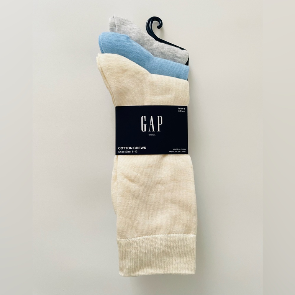 Gap 3 Pack Mens Cotton Crew Socks Size: 6-12 NEW